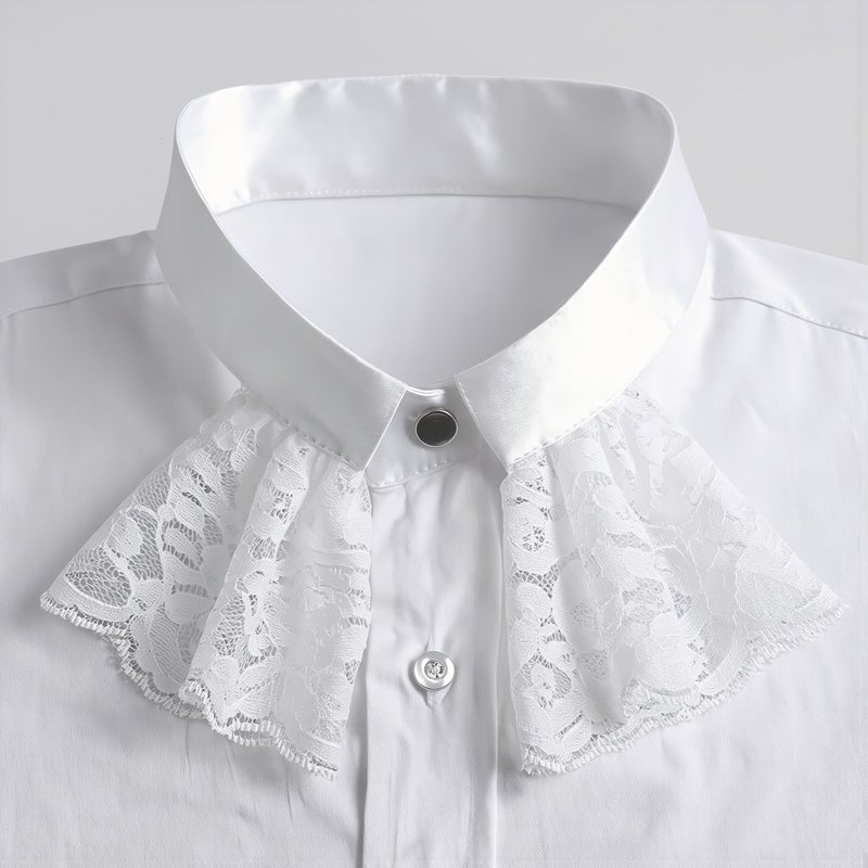 No Itch Lace Collar Cuff Set Hypoallergenic Soft For Sensitive Skin White 3 Layer Ruffle Jabot - Image 5
