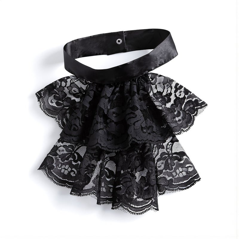 No Itch Lace Collar Cuff Set Hypoallergenic Soft For Sensitive Skin White 3 Layer Ruffle Jabot - Image 4