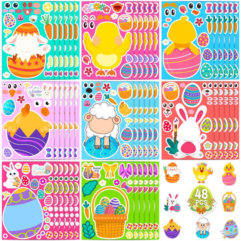 Max Fun 48 Sheets Easter Stickers for Kids Bulk Cute Holiday Stickers Funny DIY Crafts Activities Party Favors Game Gifts for Boys Girls - Image 3