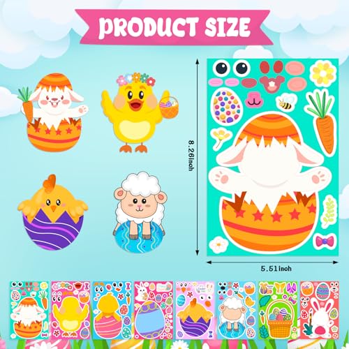 Max Fun 48 Sheets Easter Stickers for Kids Bulk Cute Holiday Stickers Funny DIY Crafts Activities Party Favors Game Gifts for Boys Girls - Image 5