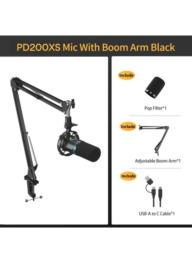 ماونو - مجموعة ميكروفون ديناميكي PD200XS USB/XLR مع ذراع ذراع - Image 1