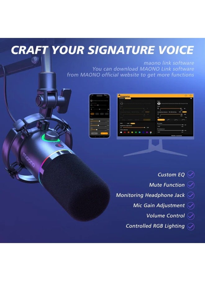 ماونو مجموعة ميكروفون ديناميكي PD200XS USB/XLR مع ذراع ذراع  - Image 5