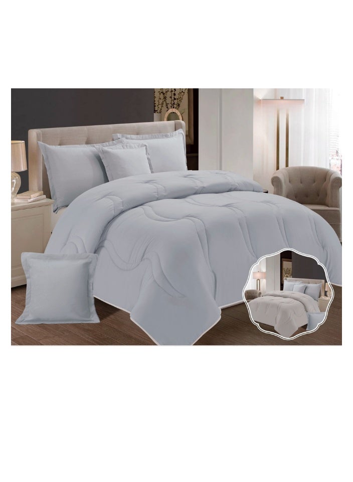 Blue Sky 100% Microfiber Single Bedspread, Solid Design, Reversible, 4-Piece Set, 230X170cm  - Image 1