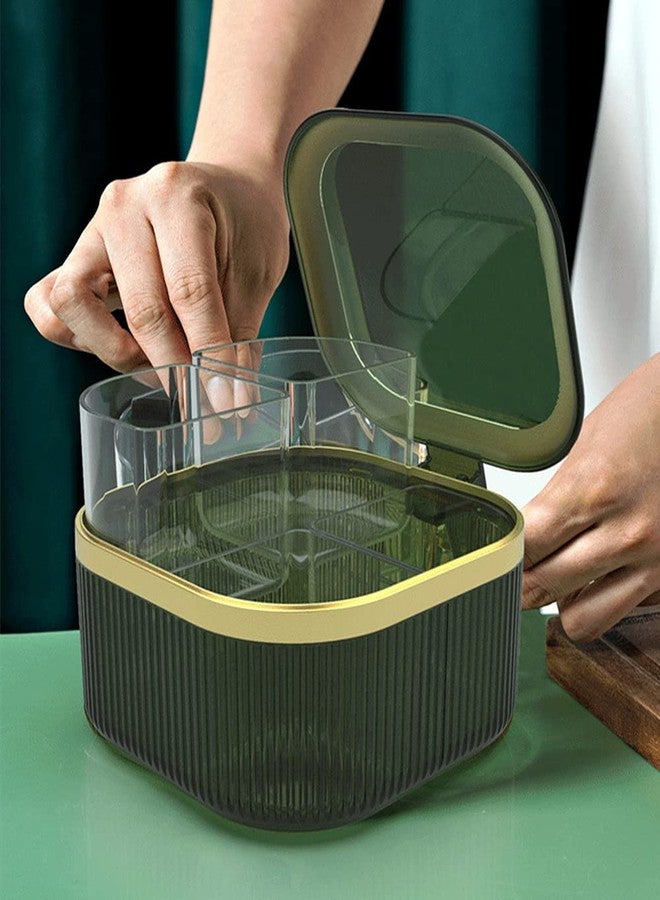 NAN Wind 4 Compartments Seasoning Box With Lid,Clear Seasoning Storage Box Container,Seasoning Box with Cover and Serving Spoons,Kitchen Condiment Jars,Plastic Seasoning Box Set(Green) - Image 2