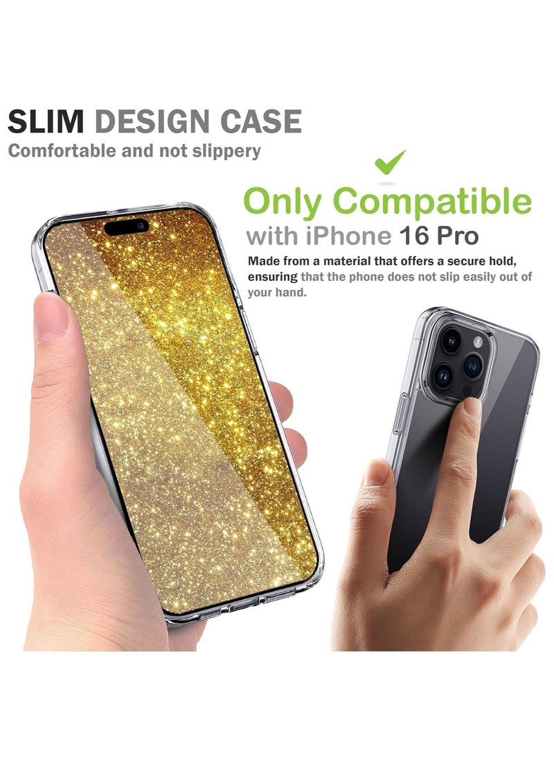 Transparent Case Compatible with iPhone 16 Pro 6.3 , Crystal Clear, Hard PC Back Cover, Anti Yellowing, Scratch Resistance, Shockproof, Slim Design, Raised Edges - Clear