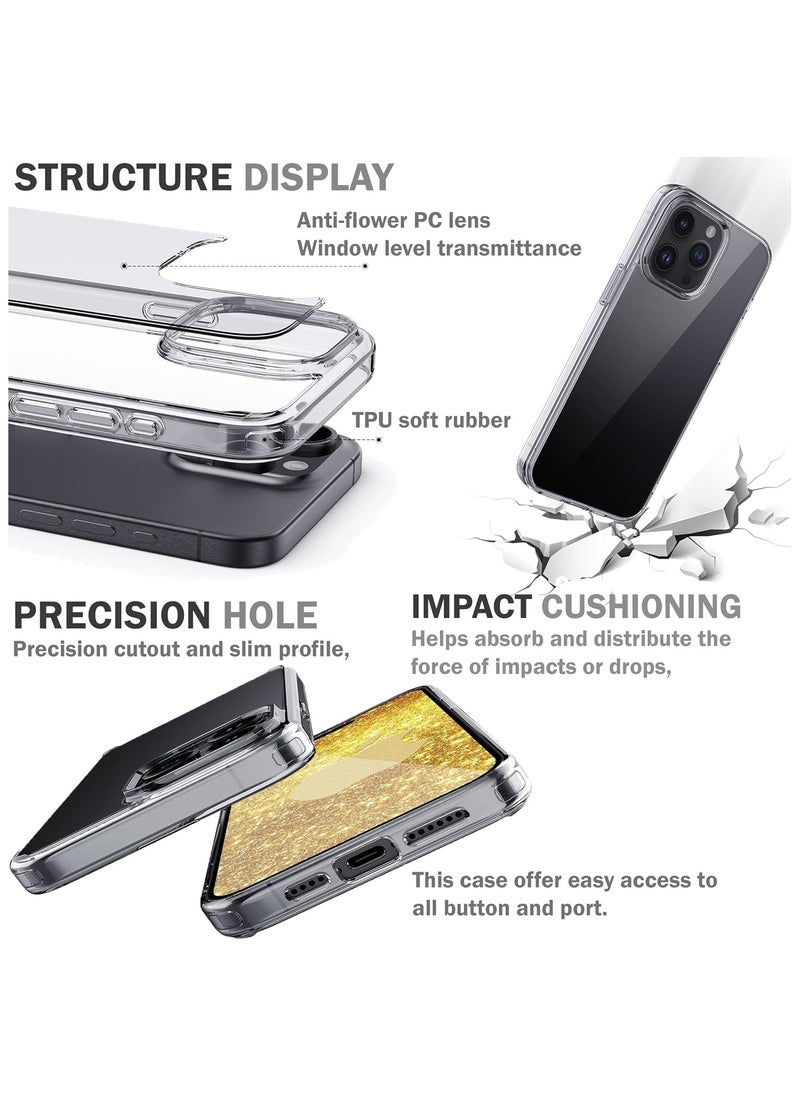 Transparent Case Compatible with iPhone 16 Pro 6.3 , Crystal Clear, Hard PC Back Cover, Anti Yellowing, Scratch Resistance, Shockproof, Slim Design, Raised Edges - Clear