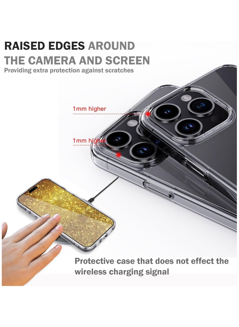 Transparent Case Compatible with iPhone 16 Pro 6.3 , Crystal Clear, Hard PC Back Cover, Anti Yellowing, Scratch Resistance, Shockproof, Slim Design, Raised Edges - Clear