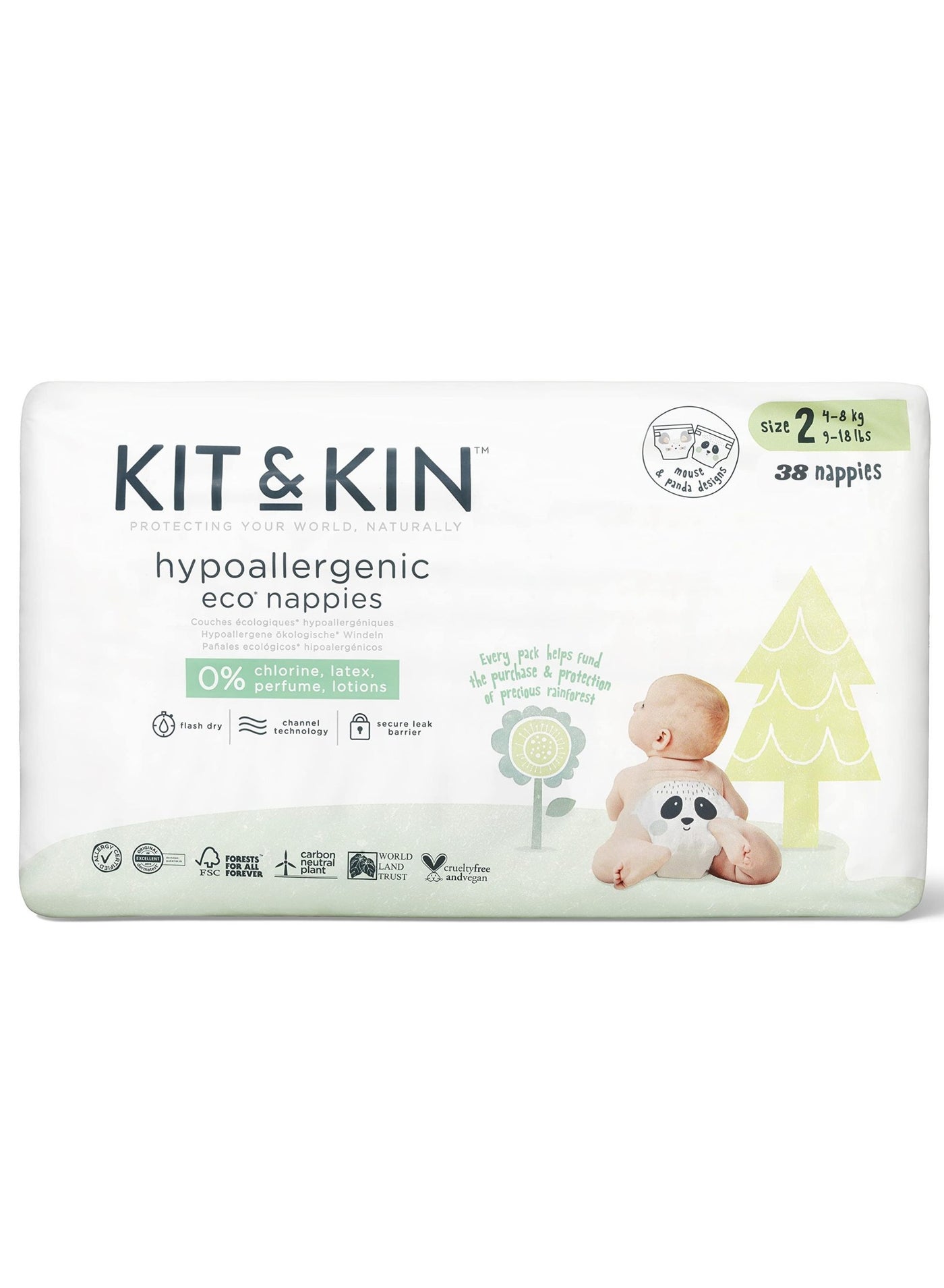 KIT & KIN Baby Diapers For New Born Baby, Size 2, (Pack of  38) | Flash Dry Superior Leak Protection, Disposable Diapers | Hypoallergenic Skin Protection Diapers for Baby