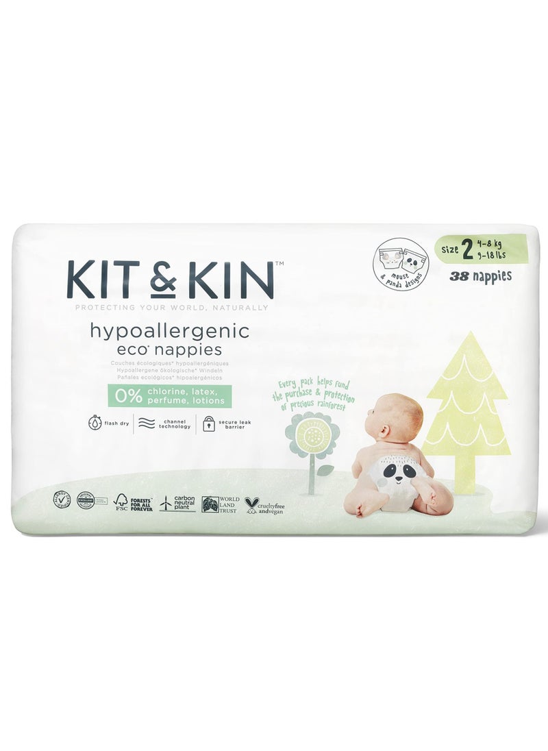 Kit & Kin KIT & KIN Baby Diapers For New Born Baby, Size 2, (Pack of  38) | Flash Dry Superior Leak Protection, Disposable Diapers | Hypoallergenic Skin Protection Diapers for Baby  - Image 1