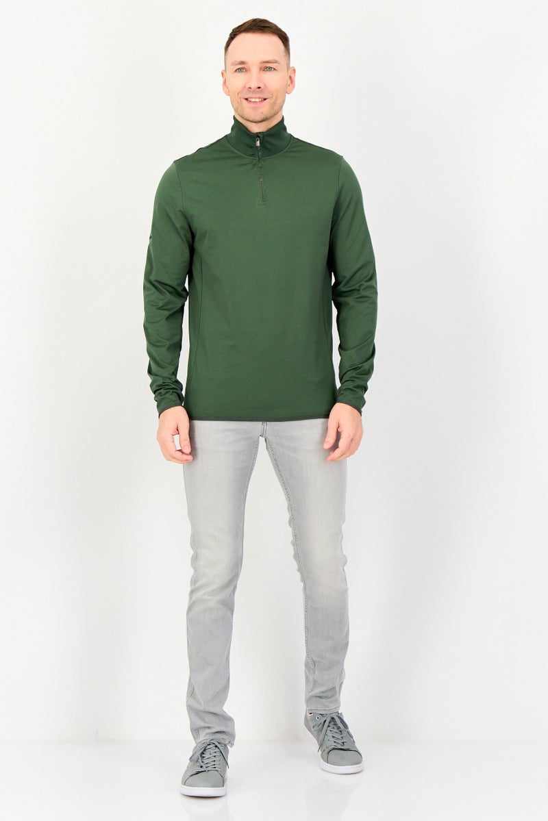 Lyle & Scott Men Mock Neck Long Sleeve Embroidered Logo Sweatshirt, Green - Image 3