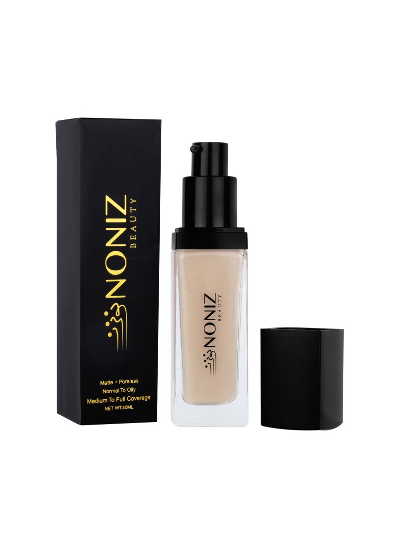 Noniz Beauty Flawless Face Makeup - Waterproof Liquid Foundation - Medium to Full Coverage - Matte Finishing Makeup Look - Oil Absorbing - Vegan Formula - Cruelty-Free Makeup 40 ml - Image 1