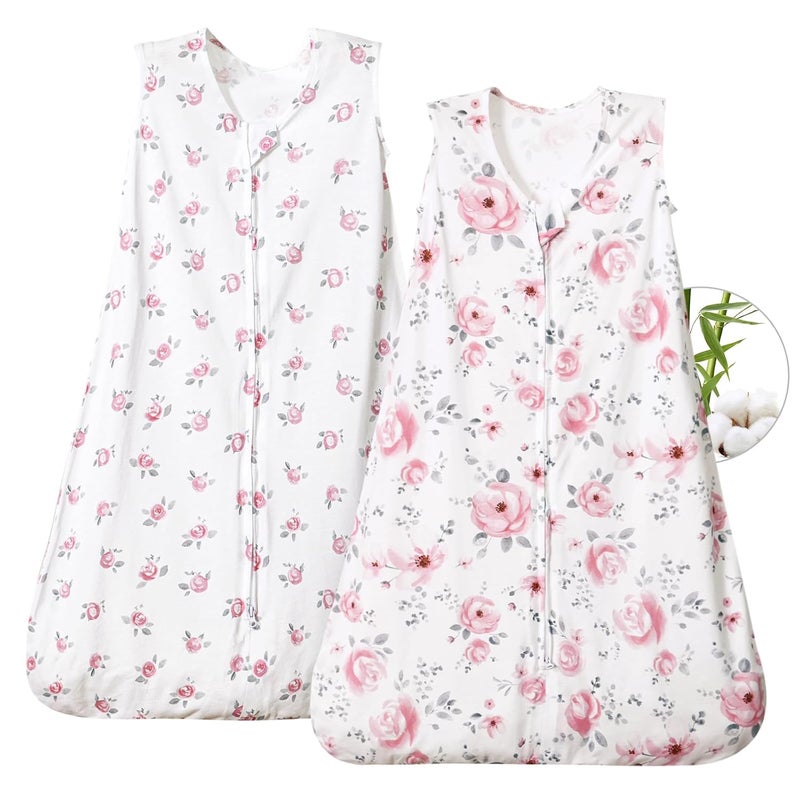 PHF أكياس نوم للأطفال من PHF 70% رايون مستخرج من الخيزران و30% قطن، مناسبة للأطفال من 12-18 شهر، حقيبة نوم للأطفال بسحاب مزدوج، عبوة من 2، 0.5 TOG بطانية قابلة للارتداء ناعمة وقابلة للتنفس للأولاد بحجم كبير، ديناصور - Image 1