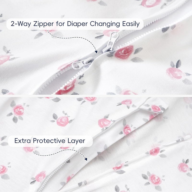 PHF أكياس نوم للأطفال من PHF 70% رايون مستخرج من الخيزران و30% قطن، مناسبة للأطفال من 12-18 شهر، حقيبة نوم للأطفال بسحاب مزدوج، عبوة من 2، 0.5 TOG بطانية قابلة للارتداء ناعمة وقابلة للتنفس للأولاد بحجم كبير، ديناصور - Image 5