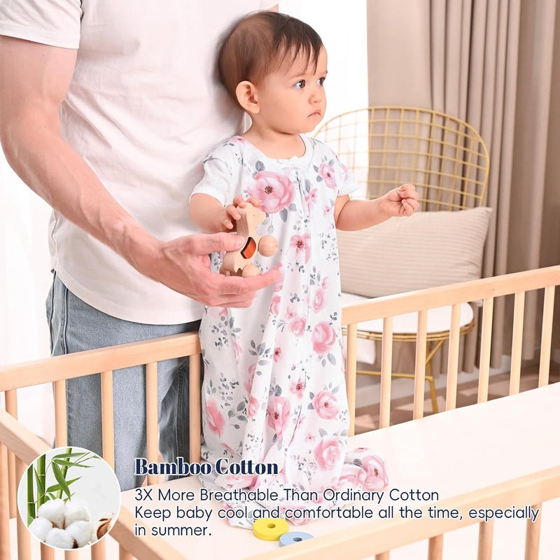 PHF أكياس نوم للأطفال من PHF 70% رايون مستخرج من الخيزران و30% قطن، مناسبة للأطفال من 12-18 شهر، حقيبة نوم للأطفال بسحاب مزدوج، عبوة من 2، 0.5 TOG بطانية قابلة للارتداء ناعمة وقابلة للتنفس للأولاد بحجم كبير، ديناصور - Image 2