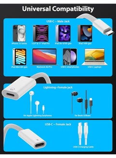 erorex 2 In 1 Usb C To Lightning Headphone Audio Adapter With 60W Charge For Iphone 15 Pro Max Male Usb C To Female Lightning Earphone Converter With Usb C Fast Charge Splitter For Ipad 10 Not For Data&Otg  - Image 5
