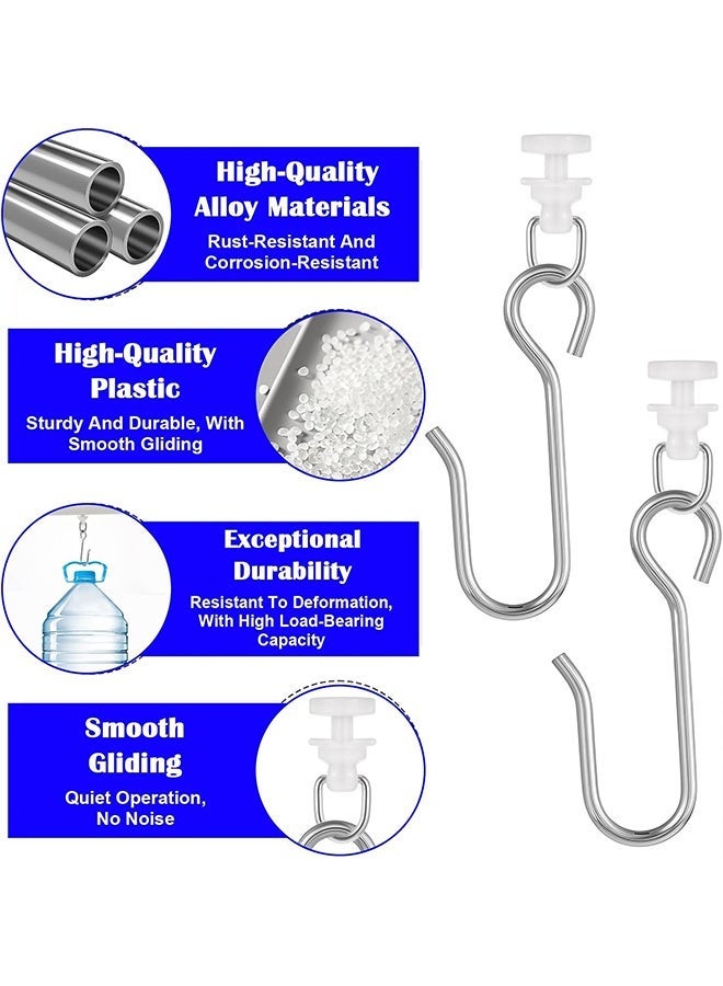 Wffo 100 Pcs Curtain Track Gliders Hooks 50 Plastic Curtain Tracks Glider and 50 Metal Hook Ceiling Sliding Curtains Tracks Hook for Straight Curved Track Glider Carriers Hooks Rail Runner - Image 3
