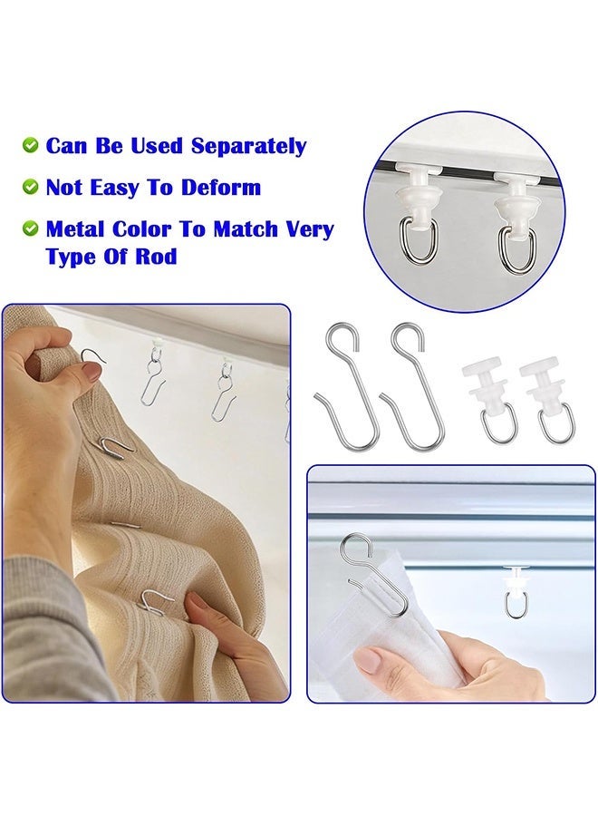 Wffo 100 Pcs Curtain Track Gliders Hooks 50 Plastic Curtain Tracks Glider and 50 Metal Hook Ceiling Sliding Curtains Tracks Hook for Straight Curved Track Glider Carriers Hooks Rail Runner - Image 4