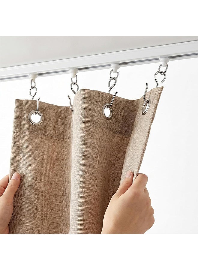 Wffo 100 Pcs Curtain Track Gliders Hooks 50 Plastic Curtain Tracks Glider and 50 Metal Hook Ceiling Sliding Curtains Tracks Hook for Straight Curved Track Glider Carriers Hooks Rail Runner - Image 5