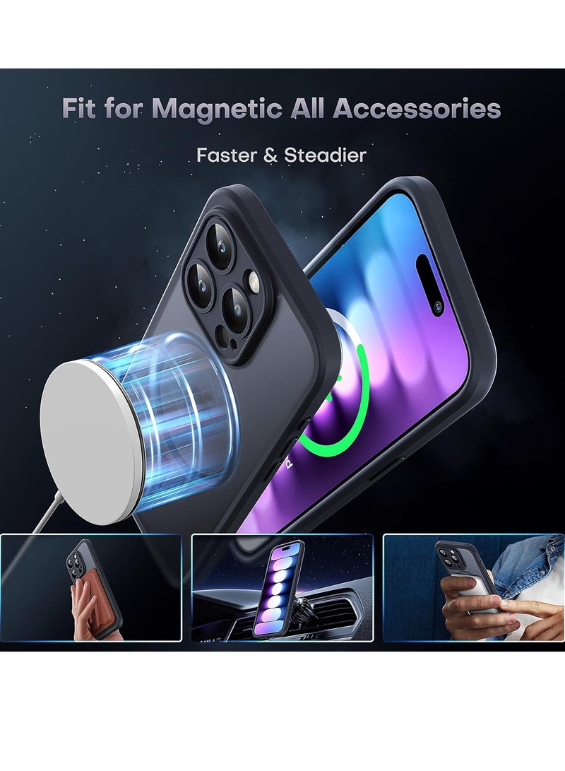ELTRAZONE 3 in 1 Magnetic for iPhone 15 Pro Max Case, Upgraded [Full Camera Protection], [Compatible with MagSafe] [15FT Drop Protection] Shockproof Translucent 15 ProMax Bumper 6.7, Black - Image 3