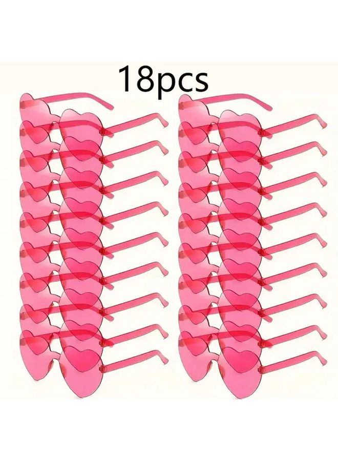 18 قطعة من النظارات الوردية القلبية بدون إطار لديكور حفلات وكبائن التصوير - Image 2
