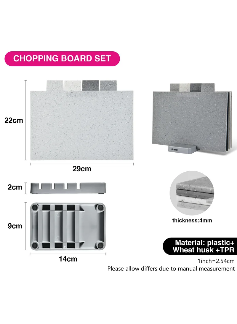 فيسمان 5-Piece Index Cutting Board Set Four Chopping Board And One Stand