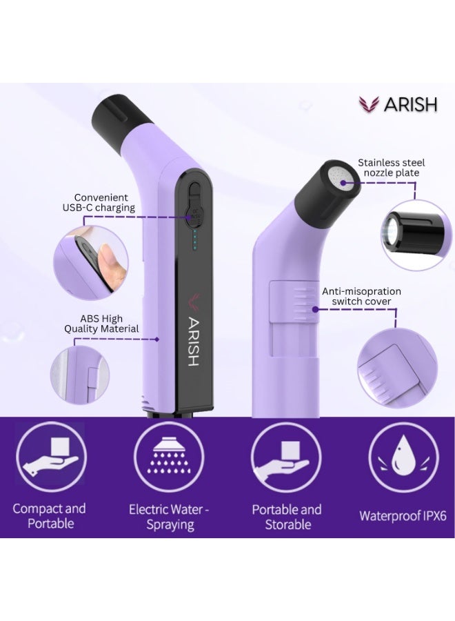 Portable Bidet , Portable Travel Bottle Handheld Personal Sprayer, electric sprayer Travel Camping Bathroom Personal Hygiene (Lilac Blue Electric Bidet, 1.2m Hose Pipe)  - Image 3