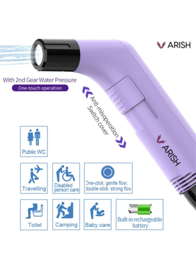 Portable Bidet , Portable Travel Bottle Handheld Personal Sprayer, electric sprayer Travel Camping Bathroom Personal Hygiene (Lilac Blue Electric Bidet, 1.2m Hose Pipe)  - Image 2
