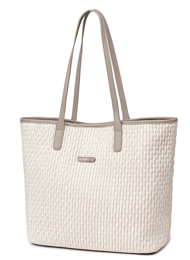 شانتريا حقيبة يد شانتريا نسائية فاخرة مقاومة للماء متعددة الاستخدامات مع جيوب متعددة للاستخدام اليومي والمكتبي والجامعي والمدرسي - أوف وايت