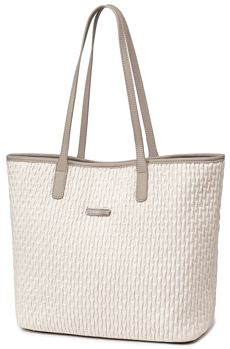Chantria Chantria Premium Hand Bag for Women Water Resistant Multifunctional Tote Bag with Multiple Compartment for Casual Office College School, CB00801 - Off White