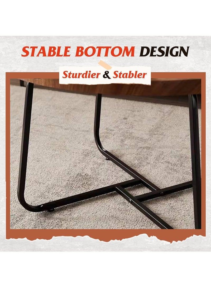 جورونب طقم طاولة قهوة دائرية مكون من قطعتين، طقم طاولات جانبية، طاولة قهوة خشبية لغرفة المعيشة، غرفة النوم، المكتب، طاولات جانبية حديثة لغرفة النوم أو المكتب المنزلي الصغير أو الشرفة (جوز) - Image 5