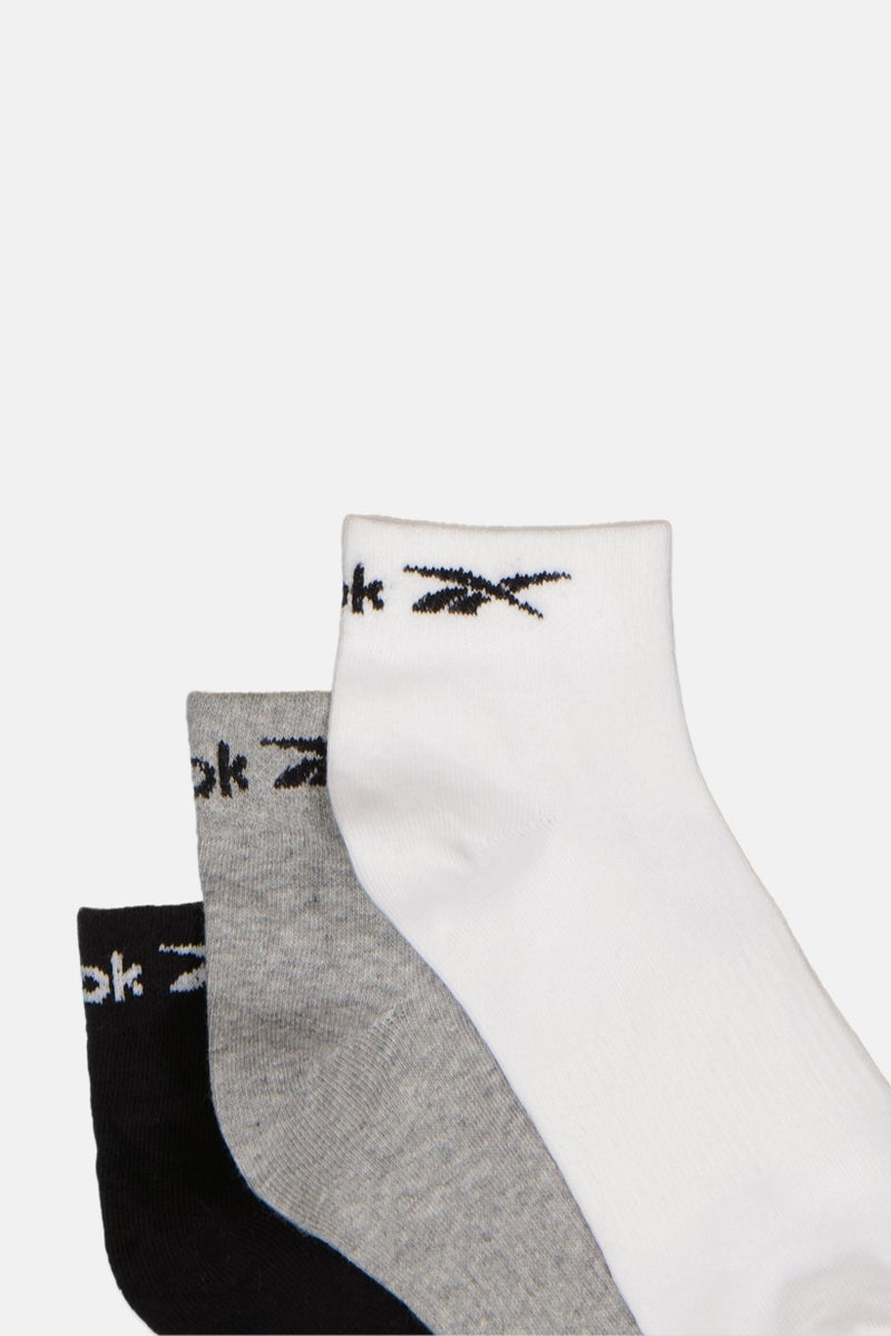 Reebok Men 3 Pairs Brand Logo Ankle Socks, Multicolor - Image 2
