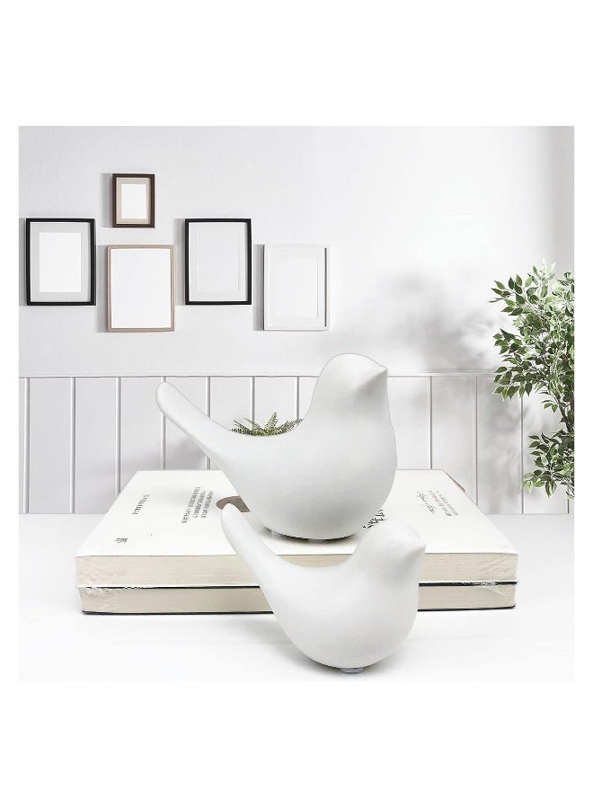 Bird Statue Decor 2 Pack Ceramic Small Animal Figurines Accent Home Decor Sculpture Ornaments for Living Room - Image 2