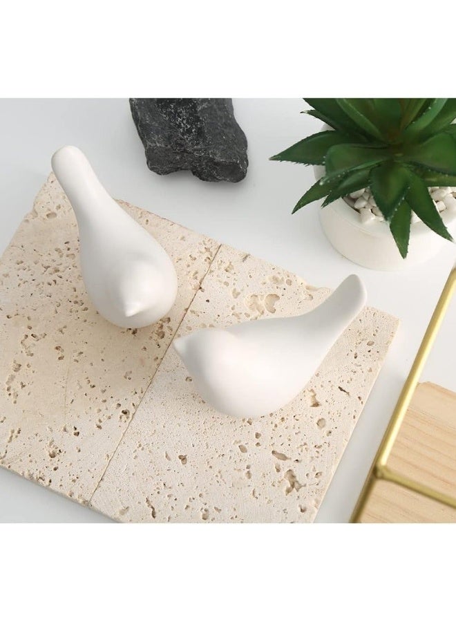 Bird Statue Decor 2 Pack Ceramic Small Animal Figurines Accent Home Decor Sculpture Ornaments for Living Room - Image 3