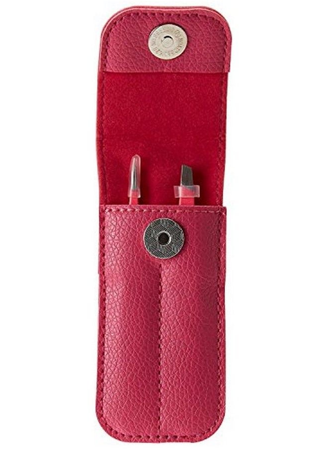 FEITA - Precision Tweezers for Eyebrows Professional Stainless Steel Slant & Pointed Eyebrow Tweezer Set with Travel Case for Woman Facial Hair Removal Clip (Pink 2 Pcs) - Image 1