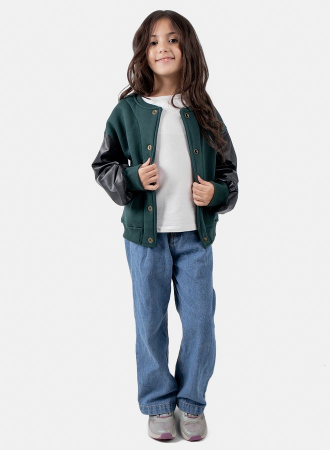 giggles Cotton jacket with leather sleeves - Image 1
