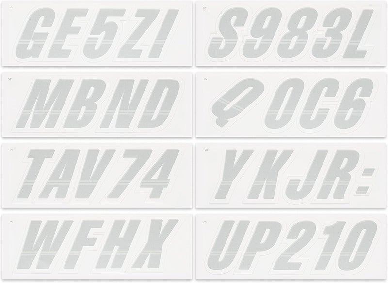 Stiffie Techtron Silver/White 3" Alpha-Numeric Registration Identification Numbers Stickers Decals for Boats & Personal Watercraft - Image 3