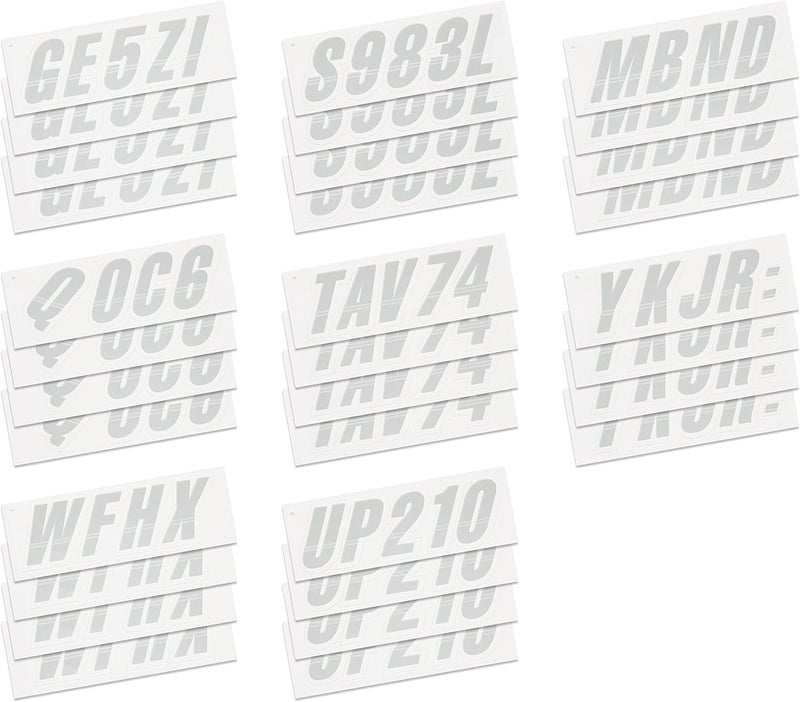 Stiffie Techtron Silver/White 3" Alpha-Numeric Registration Identification Numbers Stickers Decals for Boats & Personal Watercraft - Image 4