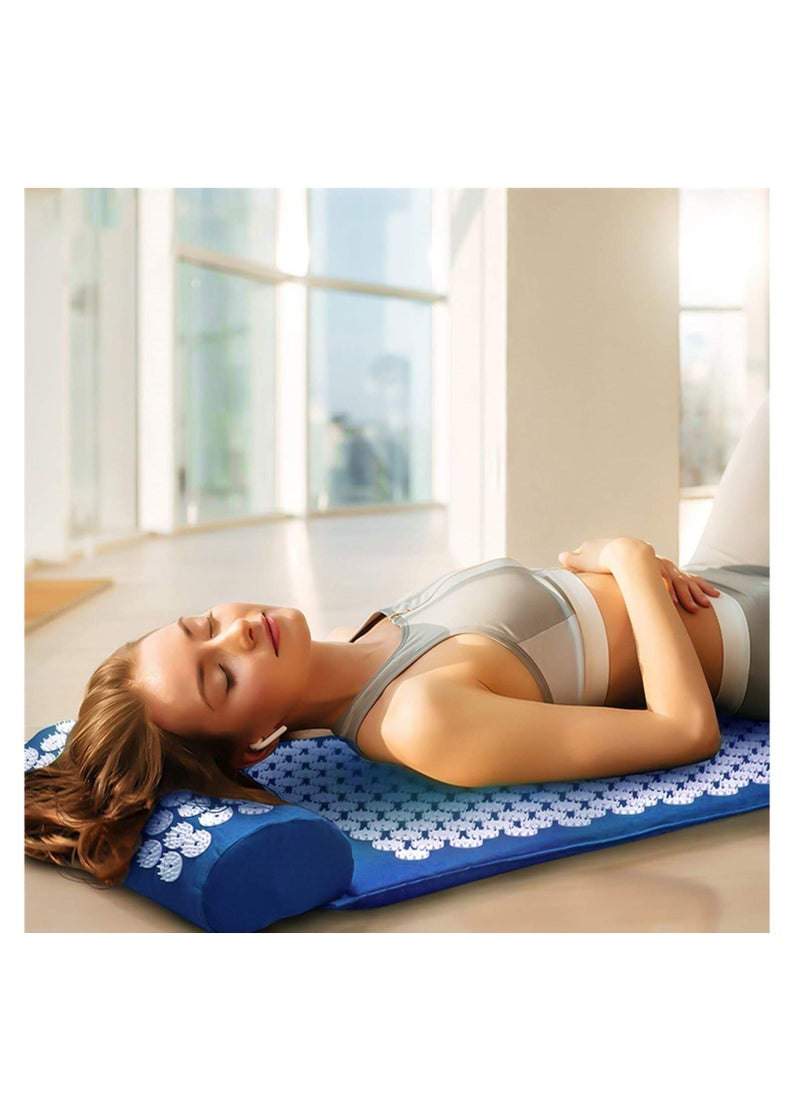 SYOSI Acupressure Mat and Pillow Set, Massage Set, for Back/Neck Pain Relief and Muscle Relaxation, Sciatica Pain Relief Pillow, Muscle Relaxation Stress Relief (Blue)  - Image 3