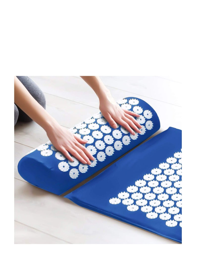 SYOSI Acupressure Mat and Pillow Set, Massage Set, for Back/Neck Pain Relief and Muscle Relaxation, Sciatica Pain Relief Pillow, Muscle Relaxation Stress Relief (Blue)  - Image 2