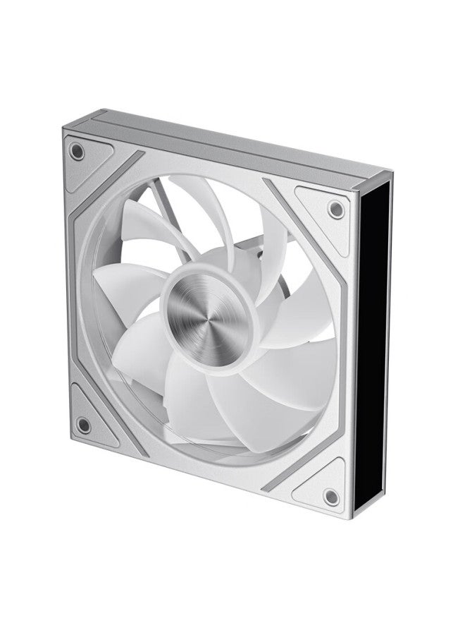 aigo مروحة صندوق الكمبيوتر Aigo Aurora Z13 Pro البيضاء ذات الشفرات العكسية ARGB 5V3 Pin المتزامنة مع اللوحة الأم 12 سم / التحكم في درجة الحرارة PWM / مرآة لانهائية - Image 5