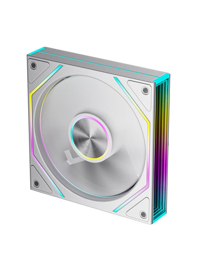 aigo مروحة صندوق الكمبيوتر Aigo Aurora Z13 Pro البيضاء ذات الشفرات العكسية ARGB 5V3 Pin المتزامنة مع اللوحة الأم 12 سم / التحكم في درجة الحرارة PWM / مرآة لانهائية - Image 3