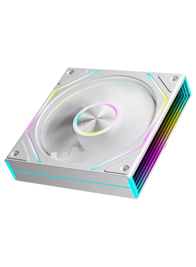 aigo مروحة صندوق الكمبيوتر Aigo Aurora Z13 Pro البيضاء ذات الشفرات العكسية ARGB 5V3 Pin المتزامنة مع اللوحة الأم 12 سم / التحكم في درجة الحرارة PWM / مرآة لانهائية - Image 1