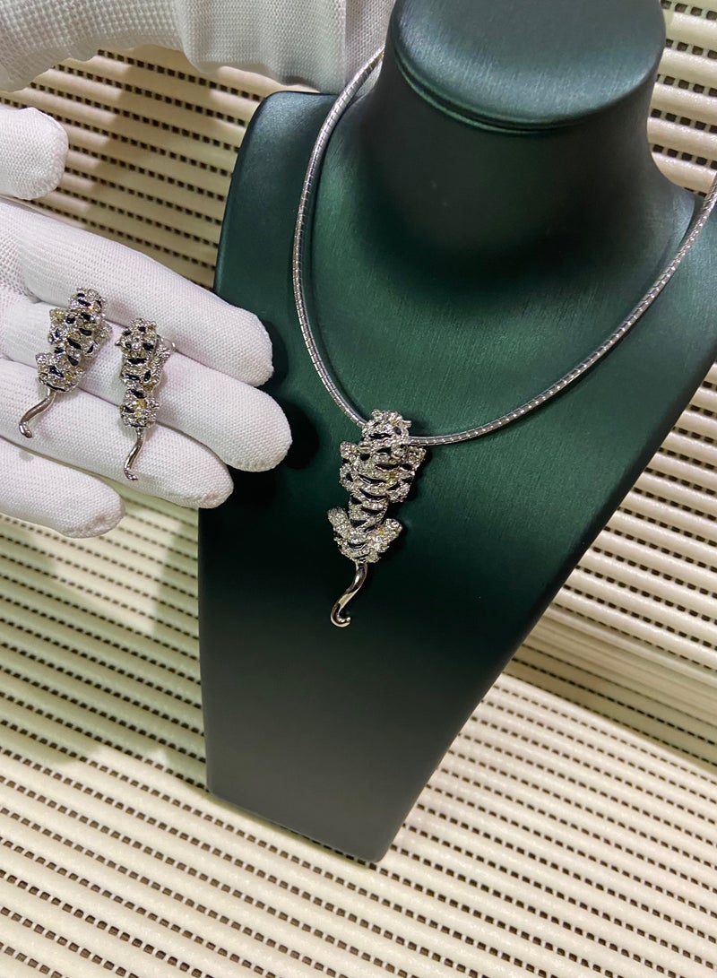 نيو ستايل طقم سلسال وحلق اذن نسائي أنيق من الاستانلس ستيل - Image 5