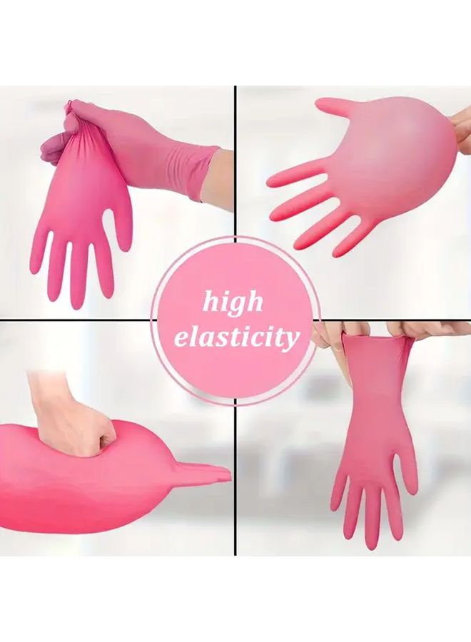 Deep Pink Disposable Nitrile Gloves 30 Pcs Medium Size for Home Cleaning and Pet Care - Image 4