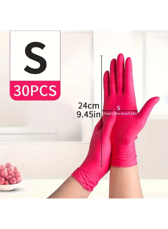 Deep Pink Disposable Nitrile Gloves 30 Pcs Medium Size for Home Cleaning and Pet Care - Image 5