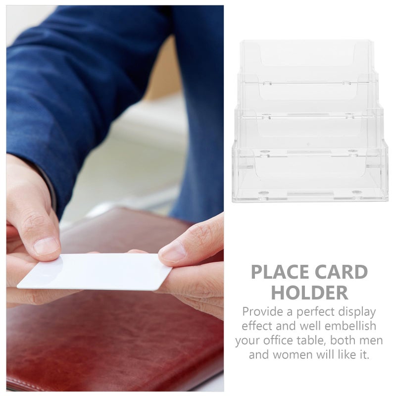 Desktop Business Card Holder with 4 Compartments for Office Desk Organization and Storage - Image 4