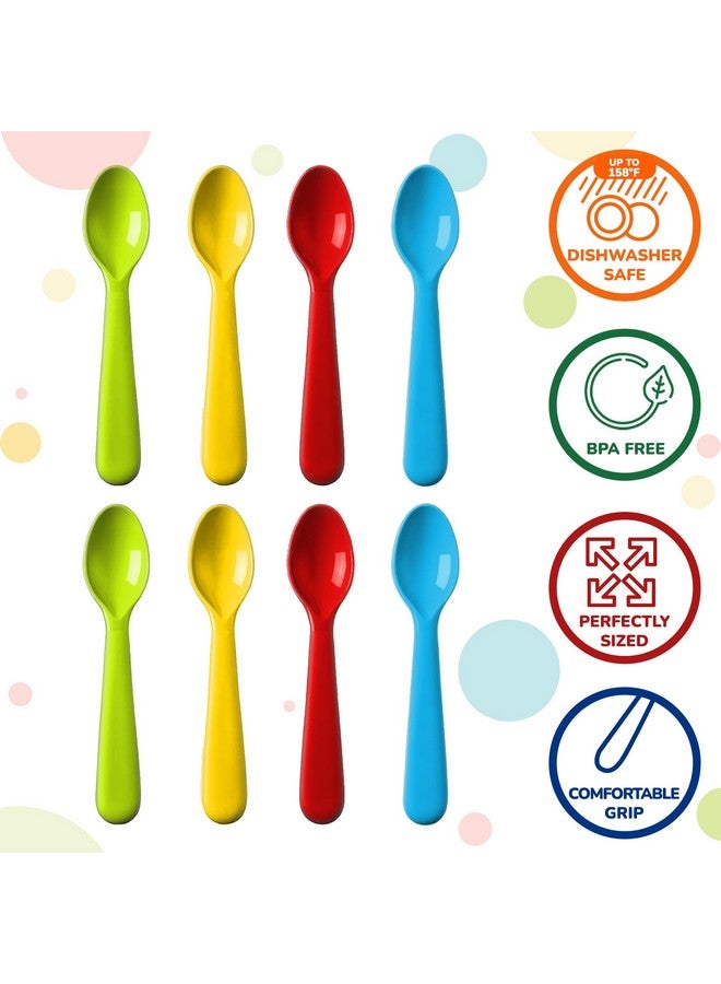 PLASKIDY Plastic Kids Spoon Set of 18 - BPA Free, Dishwasher Safe Reusable Children's Cutlery - Brightly Colored Toddler Flatware Set - Image 2