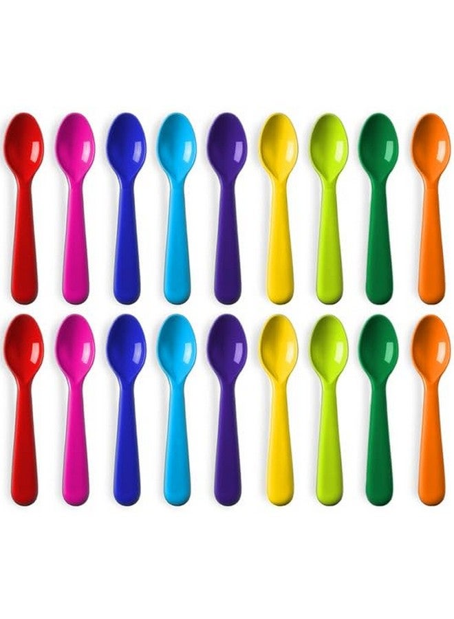 PLASKIDY Plastic Kids Spoon Set of 18 - BPA Free, Dishwasher Safe Reusable Children's Cutlery - Brightly Colored Toddler Flatware Set - Image 1
