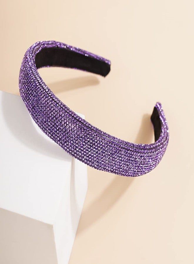 Wiwpar Rhinestone Headbands for Women Rhinestone Head Bands Wide Sparkly Hair Hoop Headbands Party Hair Accessories Purple (Style 2) - Image 4