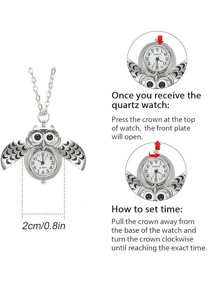 X spring - Pocket Watch Pocket Watch With Chain Novelty Owl Locket Pendant Watch Vintage Pocket Watch Roman Numerals Scale Quartz Pocket Watches For Women Men Boys Girls Graduation Birthday Gifts - Image 1